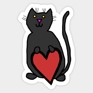 Black Cat with Heart Sticker